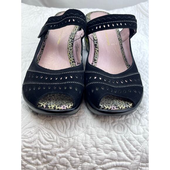 Jambu Women's Black Suede Slip-On Summer Vacation Wedge Shoes Size 11 - Picture 4 of 11